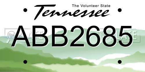 ABB2685 Tennessee License Plate