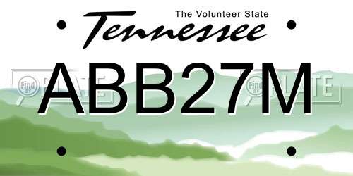 ABB27M Tennessee License Plate