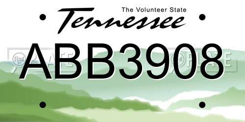 ABB3908 Tennessee License Plate