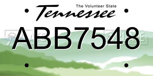 ABB7548 Tennessee License Plate