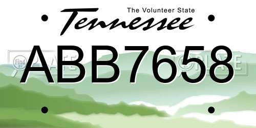 ABB7658 Tennessee License Plate