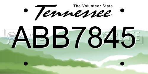 ABB7845 Tennessee License Plate