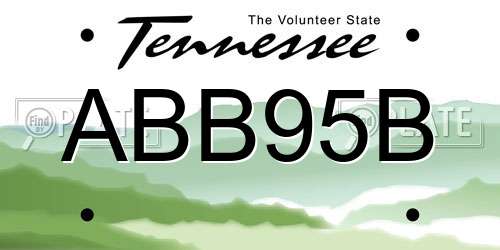 ABB95B Tennessee License Plate