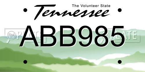 ABB985 Tennessee License Plate