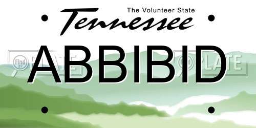 ABBIBID Tennessee License Plate