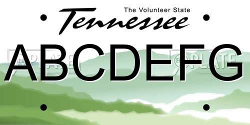 ABCDEFG Tennessee License Plate