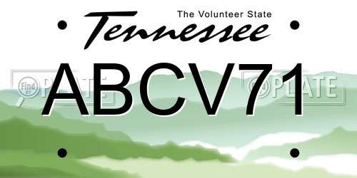 ABCV71 Tennessee License Plate