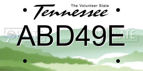 ABD49E Tennessee License Plate