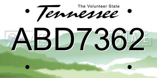 ABD7362 Tennessee License Plate