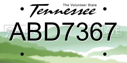 ABD7367 Tennessee License Plate