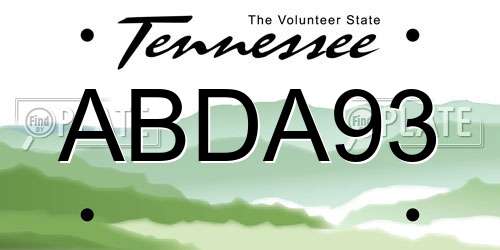 ABDA93 Tennessee License Plate