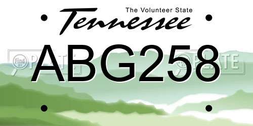 ABG258 Tennessee License Plate
