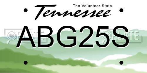 ABG25S Tennessee License Plate