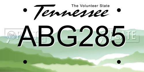 ABG285 Tennessee License Plate
