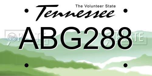 ABG288 Tennessee License Plate