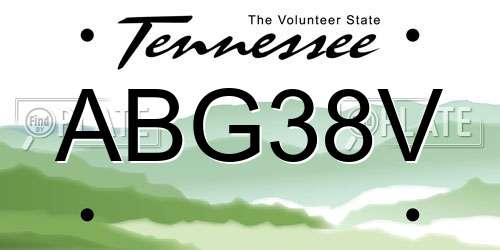 ABG38V Tennessee License Plate