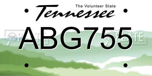 ABG755 Tennessee License Plate