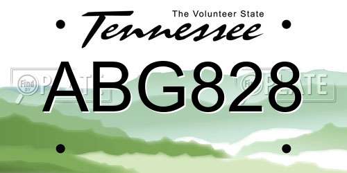 ABG828 Tennessee License Plate