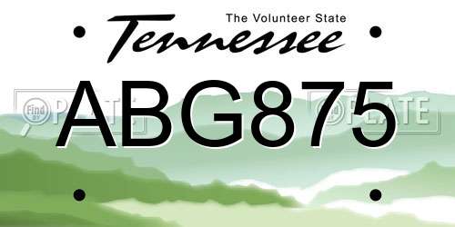 ABG875 Tennessee License Plate