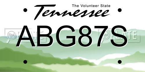 ABG87S Tennessee License Plate