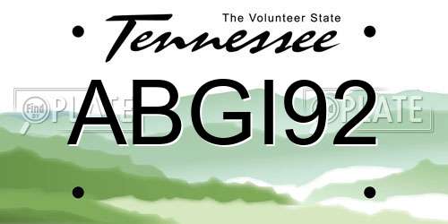 ABGI92 Tennessee License Plate
