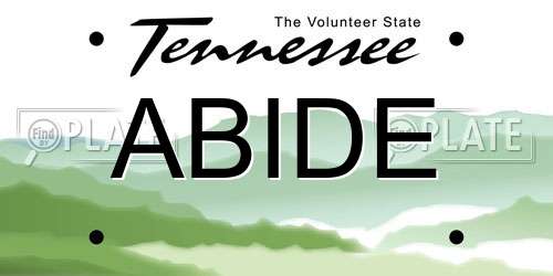 ABIDE Tennessee License Plate