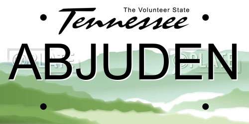 ABJUDEN Tennessee License Plate