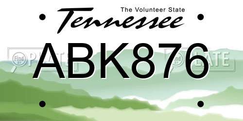 ABK876 Tennessee License Plate