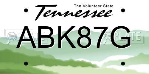 ABK87G Tennessee License Plate