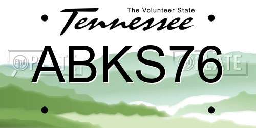 ABKS76 Tennessee License Plate