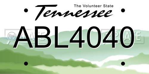ABL4040 Tennessee License Plate