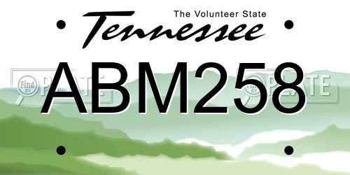 ABM258 Tennessee License Plate