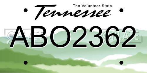 ABO2362 Tennessee License Plate