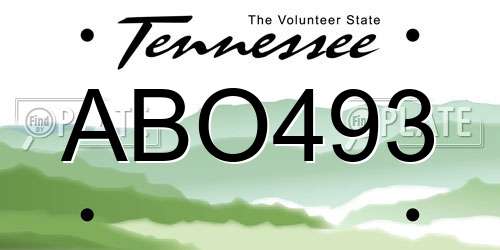 ABO493 Tennessee License Plate