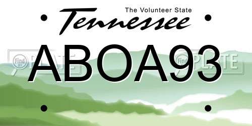 ABOA93 Tennessee License Plate