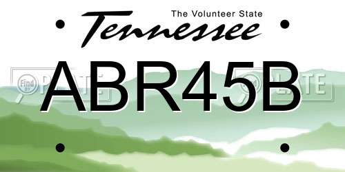 ABR45B Tennessee License Plate