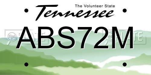 ABS72M Tennessee License Plate