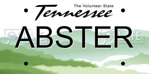 ABSTER Tennessee License Plate