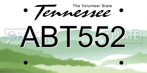 ABT552 Tennessee License Plate