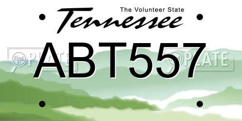 ABT557 Tennessee License Plate