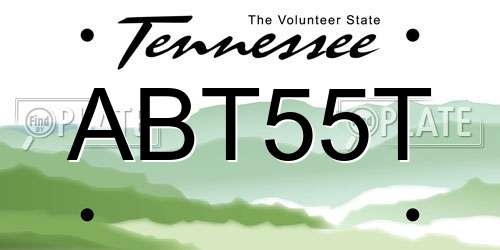 ABT55T Tennessee License Plate