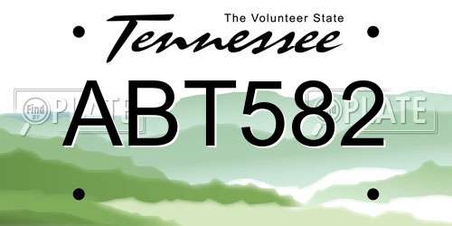 ABT582 Tennessee License Plate