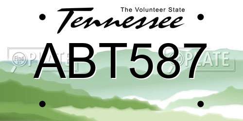 ABT587 Tennessee License Plate