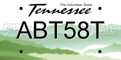 ABT58T Tennessee License Plate