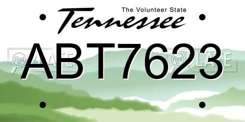ABT7623 Tennessee License Plate
