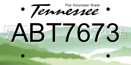 ABT7673 Tennessee License Plate