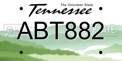 ABT882 Tennessee License Plate