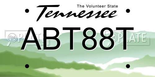 ABT88T Tennessee License Plate