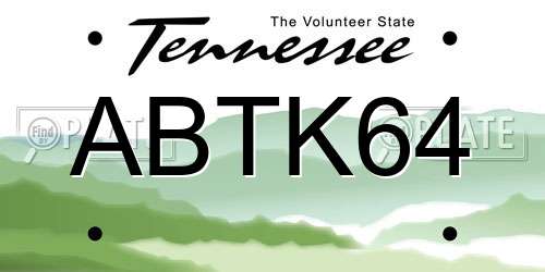 ABTK64 Tennessee License Plate