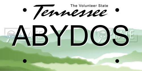 ABYDOS Tennessee License Plate